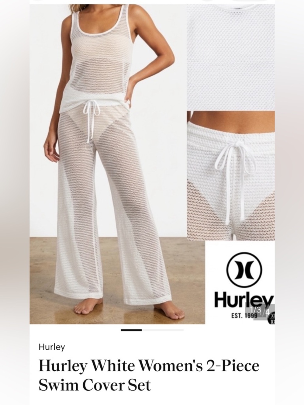 Hurley White Mesh Tank and Wide-Leg Cover Pants